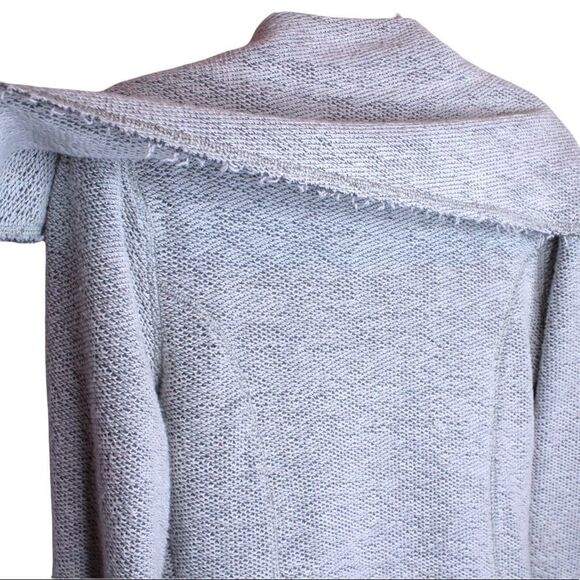 Trouble At The Mill Long Open Cardigan Sweater in Gray & White Size Small - Picture 10 of 13